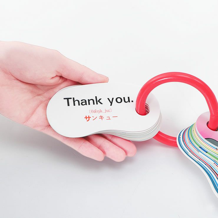 裏面にはイラストの英語と発音記号、カタカナが書かれているリングカード・わえいのイメージ2