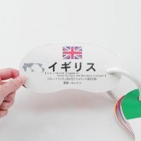 裏面には正式サイズの国旗、国名、首都名、国名の英語表記、国の位置を示す世界地図が書かれているリングカード・国旗のイメージ2