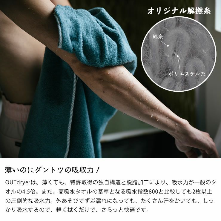 薄いのにダントツの吸収力のアウトドライヤータオル