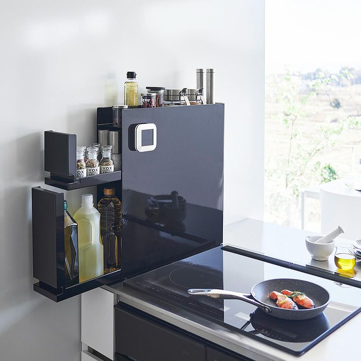 隠せる調味料ラック tower　ブラックの使用イメージ