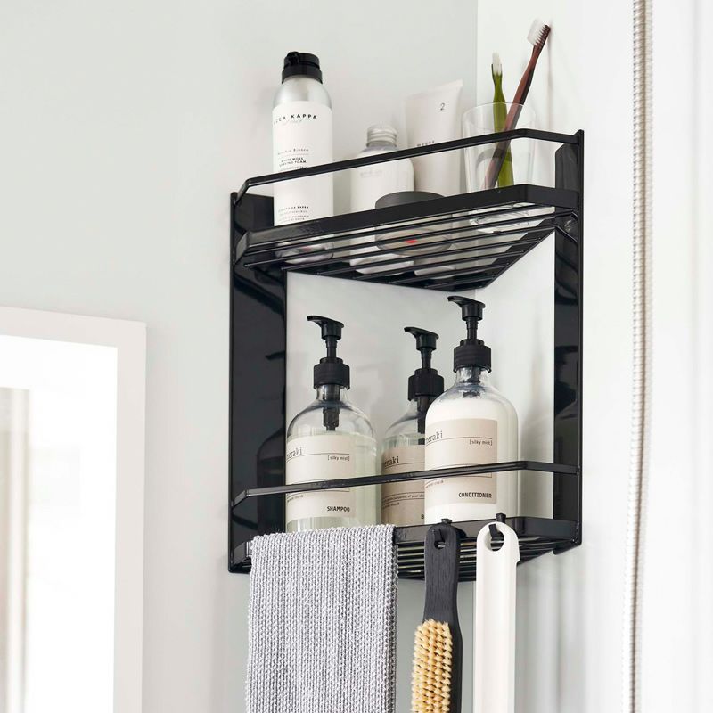 マグネットバスルームコーナーラックtower2段のたっぷり収納イメージ