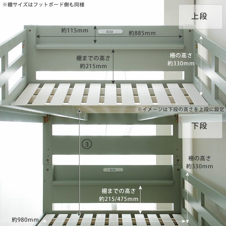 二段ベッドの内側のサイズについて