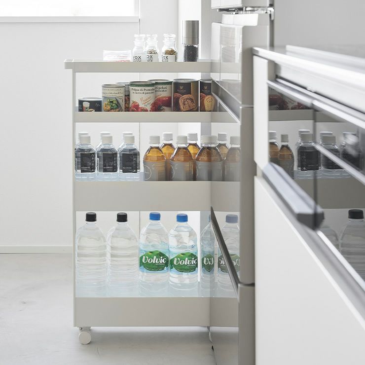 キャスター付きスリムワゴンは省スペース収納