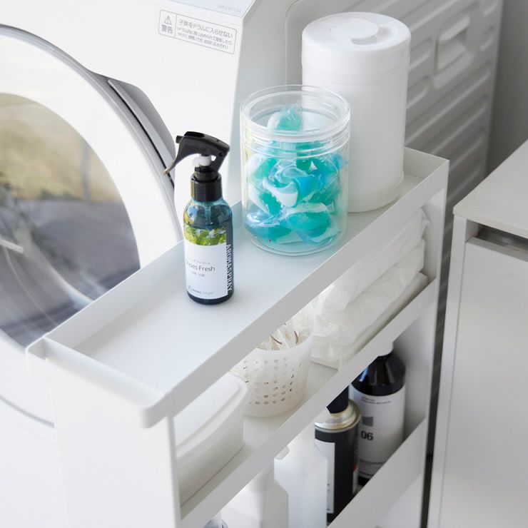 簡単に引き出せる山崎実業のキャスター付きスリムワゴン