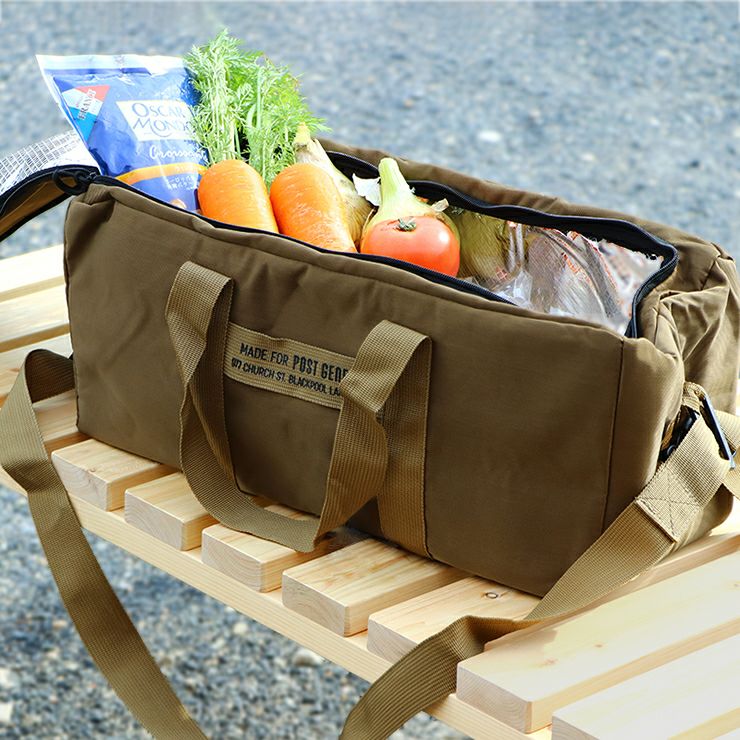 BBQやレジャーで使えるヘビーデューティー クーラーバッグ ロング オリーブブラウン