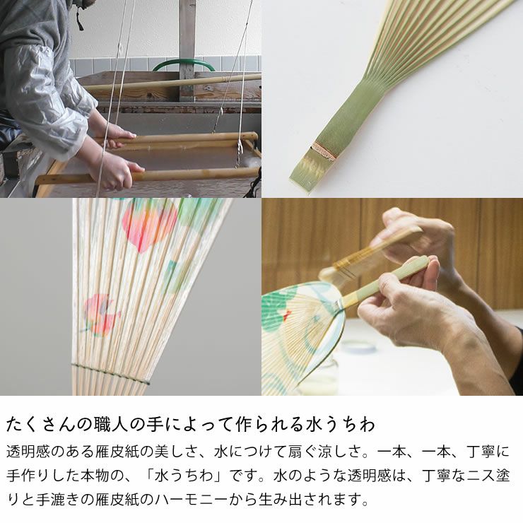 たくさんの職人の手によって作られる水うちわ