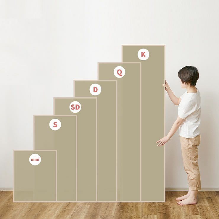 い草マットレスの折りたたみ時サイズ比較