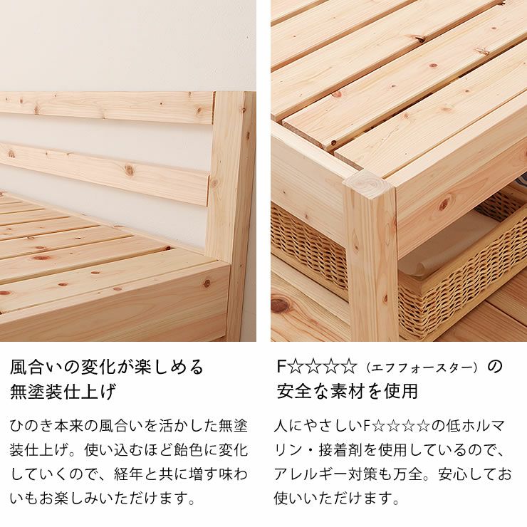 無塗装仕上げのF☆☆☆☆ベッド