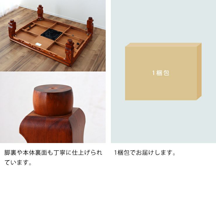 こたつの裏面と梱包について