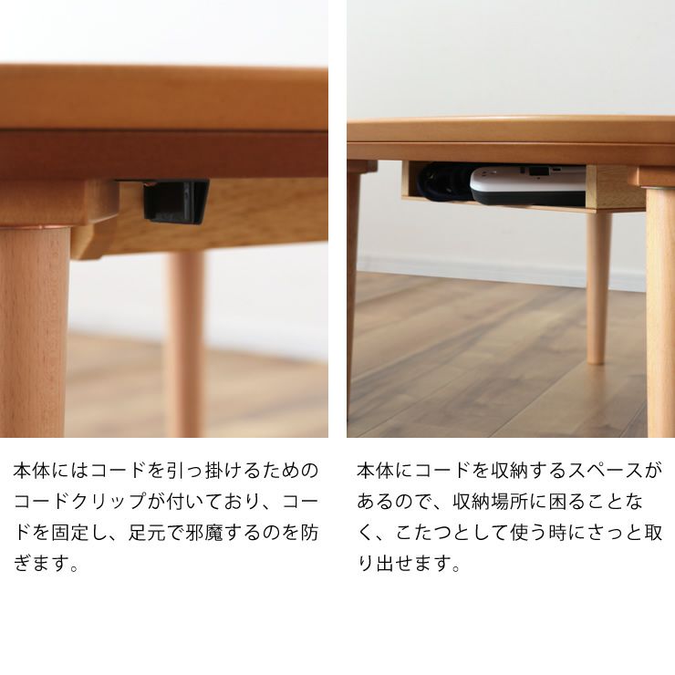 こたつのコードクリップとコード収納について