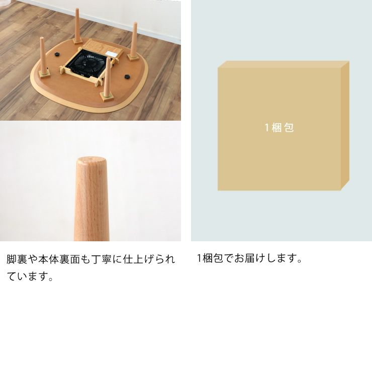 こたつの裏面と梱包について