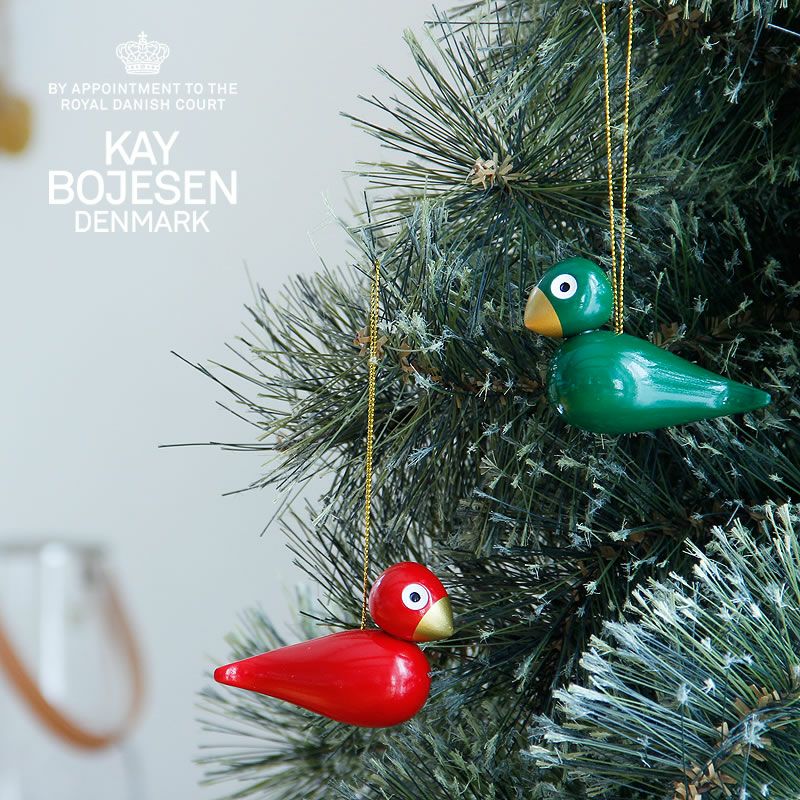 KAY BOJESEN DENMARK（カイ・ボイスン デンマーク）クリマスバード 2個セット（レッド／グリーン）