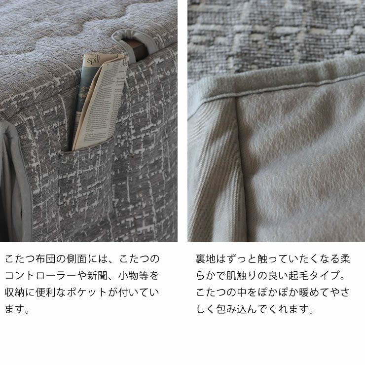 こたつ布団のポケットと裏地