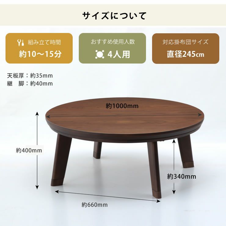 こたつのサイズについて