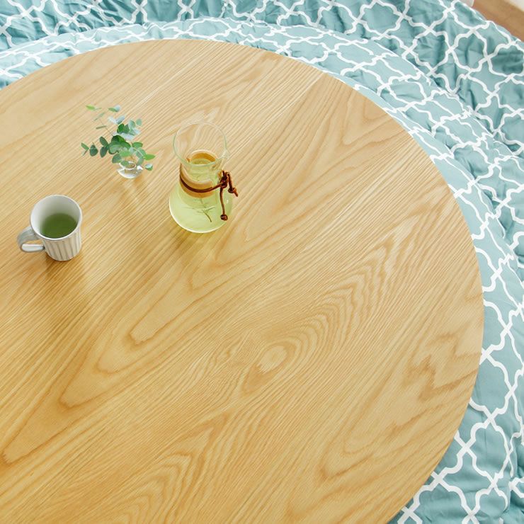 オークの木目が楽しめる円形こたつ100cm