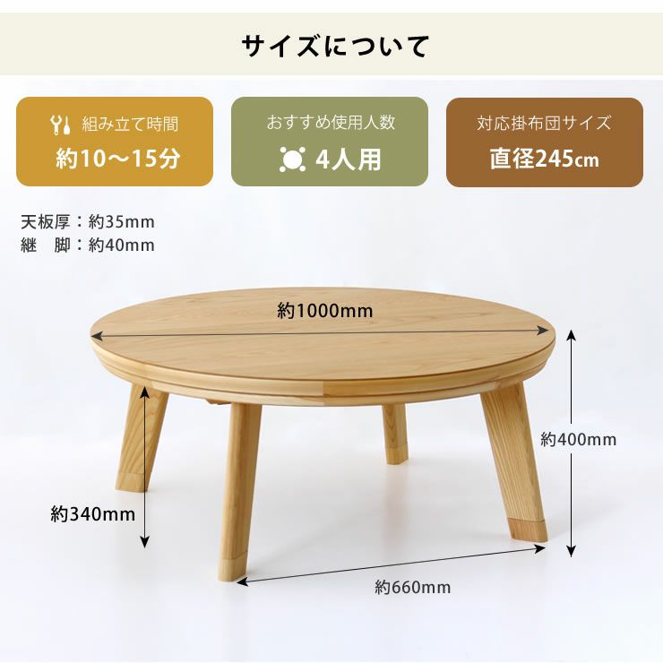 こたつのサイズについて