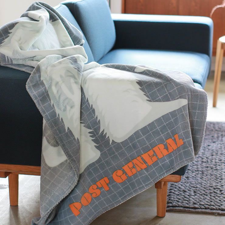 フランネルフリースブランケットホワイトイエティ（WHITE YETI）のリビング使用イメージ