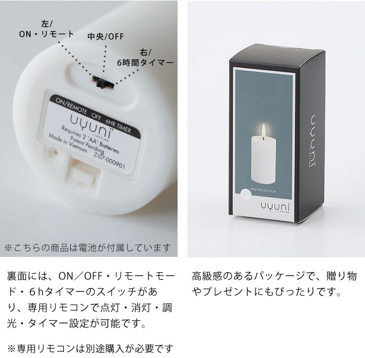 キャンドルライトの詳細について_裏面とパッケージ