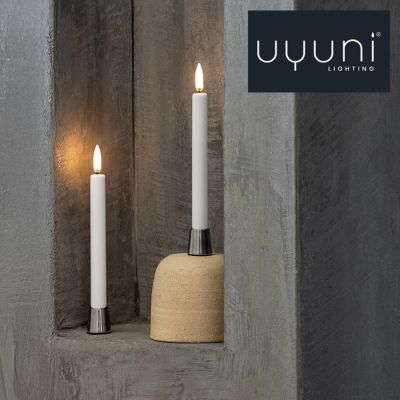 vUYUNI LIGHTING（ウユニライティング）LED テーパーキャンドル スムース 2本セット 高さ20.5cm（LEDキャンドルライト）