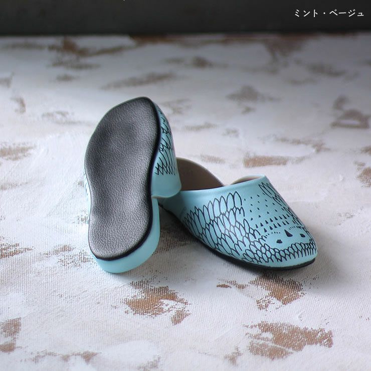 パントゥフル アウルの全体イメージ（ミント・ベージュ）