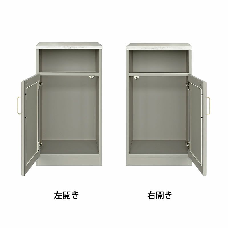 ハイタイプランドリーキャビネットの内部（左開き・右開き）