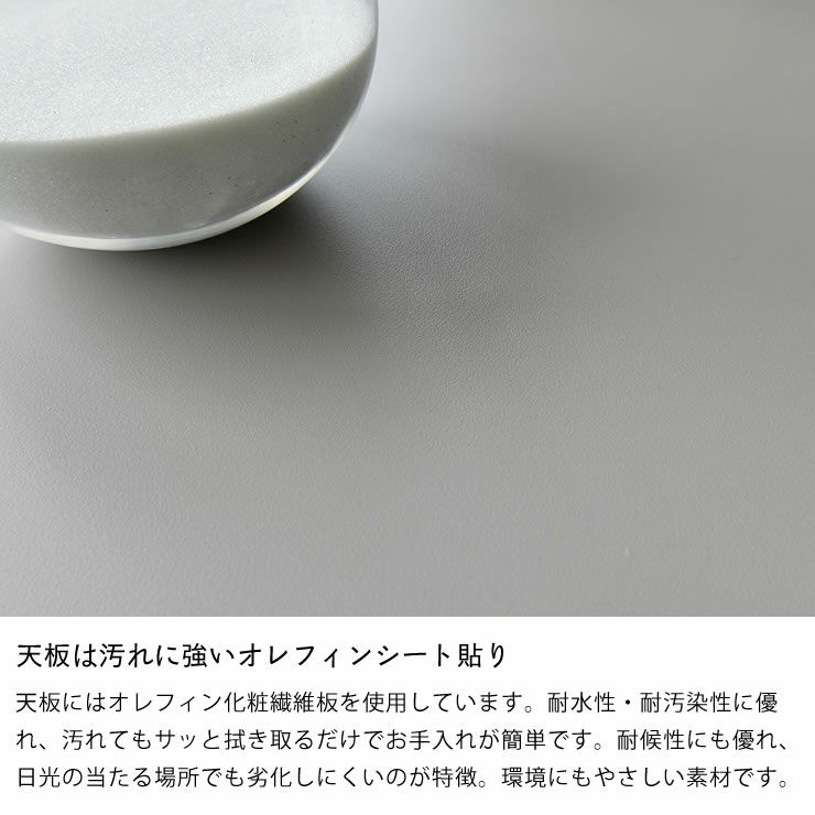 キャビネットの天板は汚れに強いオレフィンシート貼り